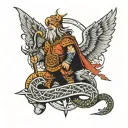 Viking & snake & Eagle & Dog tattoo design idea