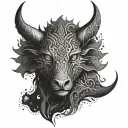 A mythical creature embodying both darkness and light in dotwork style tattoo design idea
