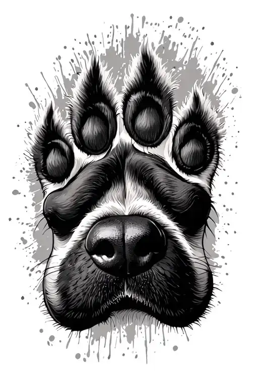 dog paw and nose print tattoo design idea