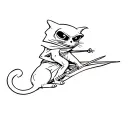 cute grim reaper riding cat tattoo design idea