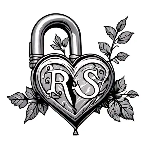 initials rs heart shaped lock intertwined tattoo design idea