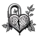 initials rs heart shaped lock intertwined tattoo design idea