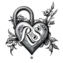 initials rs heart shaped lock intertwined tattoo design idea