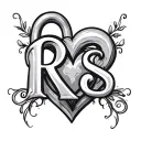 initials rs heart shaped lock intertwined tattoo design idea