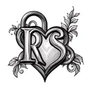 initials rs heart shaped lock intertwined tattoo design idea