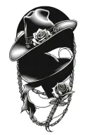 Cowboy hat with a rose intertwined with barbed wire tattoo design idea