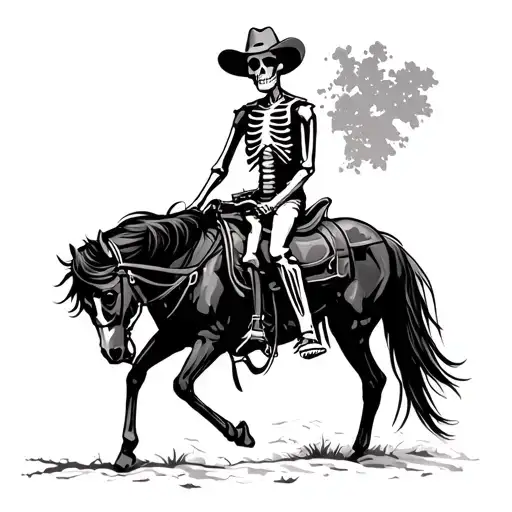 Skeleton Cowboy Riding Horse tattoo design idea