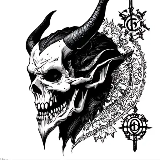devil and 666 symbols incorporated within the design tattoo design idea
