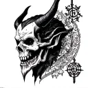 devil and 666 symbols incorporated within the design tattoo design idea