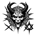 devil and 666 symbols incorporated within the design tattoo design idea