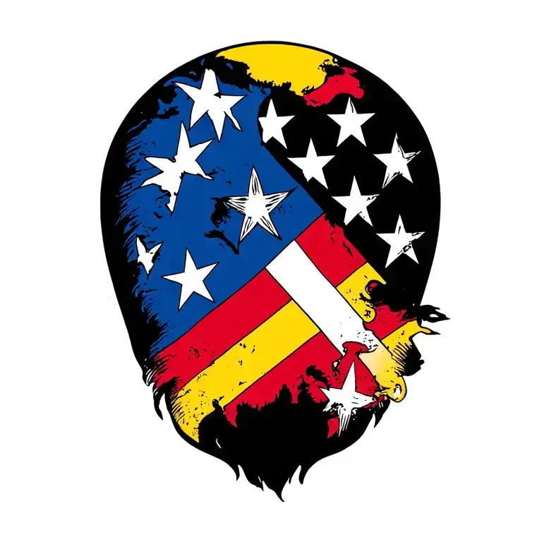 puerto rico and ecuador flag intertwined tattoo design idea