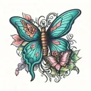 thyroid ribbon with butterfly tattoo design idea