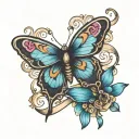 thyroid ribbon with butterfly tattoo design idea