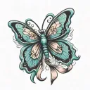 thyroid ribbon with butterfly tattoo design idea