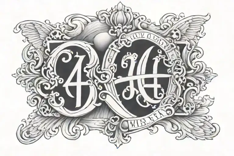 my dad last name Wilson with the number 44 and the gates of heaven in the background  tattoo design idea