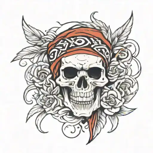 skull with bandana gang tattoo tattoo design idea