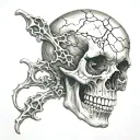 sideways realistic skull tattoo design idea