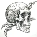 sideways realistic skull tattoo design idea
