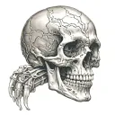 sideways realistic skull tattoo design idea