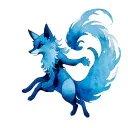 nine tail fox jumping tattoo design idea