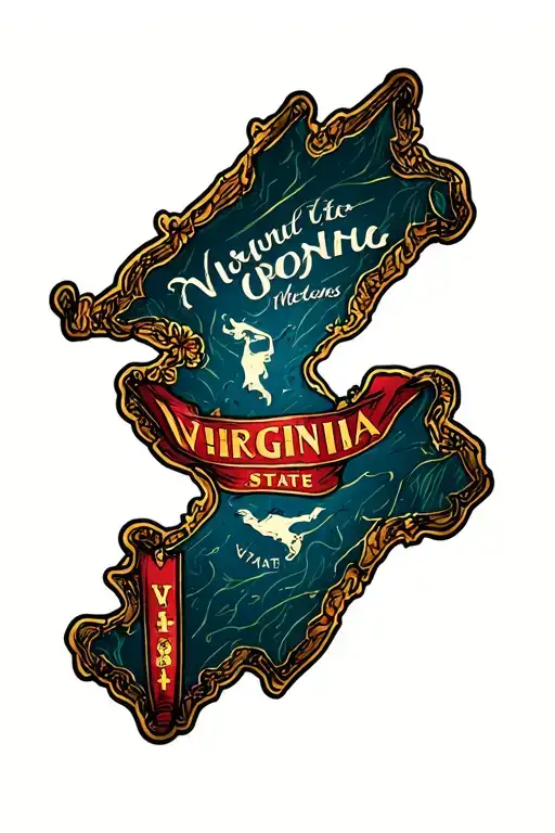 West Virginia state frame tattoo design idea