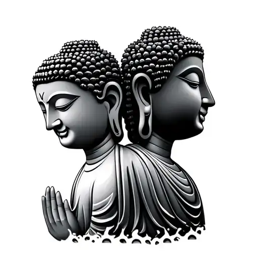 side facing just the face buddha praying with eyes closed on the forearm not the head  tattoo design idea