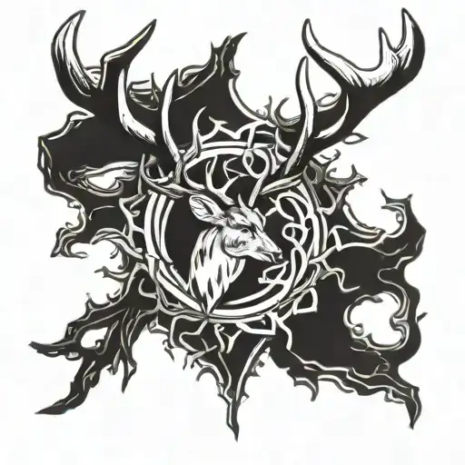 White tailed deer antler tattoo design idea