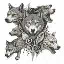 a wolf, bear, gecko, and cat tattoo design idea