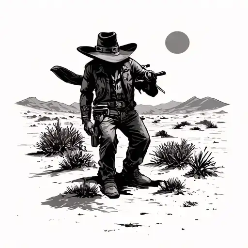 Desert scenery from the move the Good the bad the ugly tattoo design idea