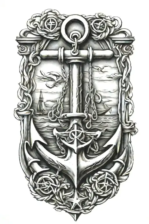 seals militar anchor boat merging tattoo design idea