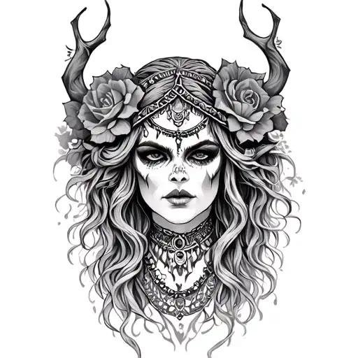 Romany Gypsy demonic tattoo design idea