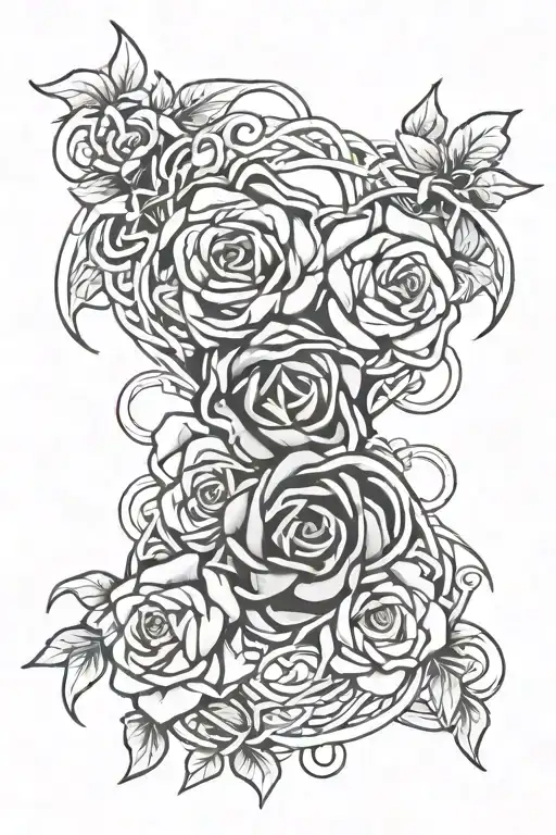 celtic motherhood knot growing out of roses intertwined tattoo design idea