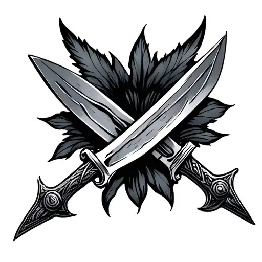two small daggers tattoo design idea