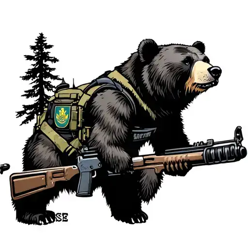 military police California bear tattoo design idea