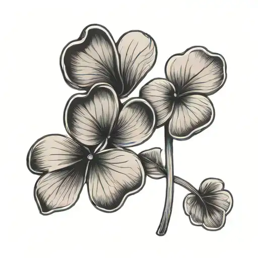 Black five leaf clover tattoo design idea