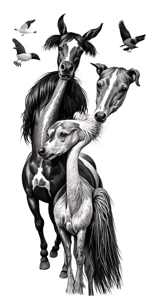 loved farming, raising hay, his horses, cattle, ostriches, emus, greyhounds, Jack Russells, and homing pigeons. tattoo design idea