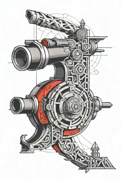 The arsenal cannon "Gunner" with a red letter A in the middle  tattoo design idea