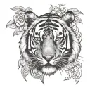 tiger with karma written tattoo design idea