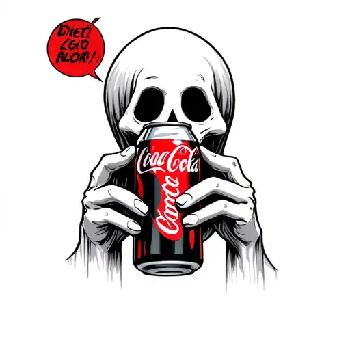 ghost holding a Diet Coke Zero tattoo design idea