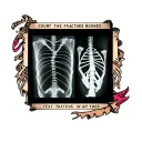 The text" count the fractures in my bones" in a bold font and an image of broken bones on an xray tattoo design idea