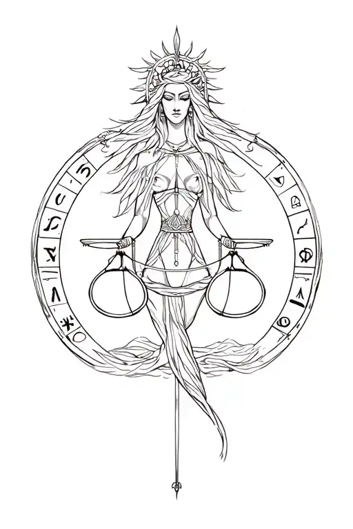 picses libra zodiac sign combined tattoo design idea