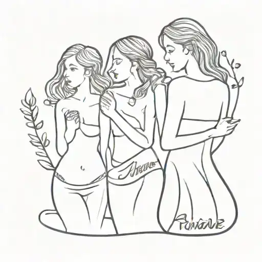 create a tattoo with the names of the sisters: Ariane and Amanda, parents: José Roberto and Angela and biological mother tattoo design idea