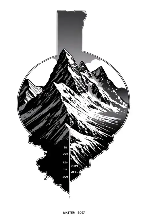 Matterhorn outline with coordinates along one side  tattoo design idea