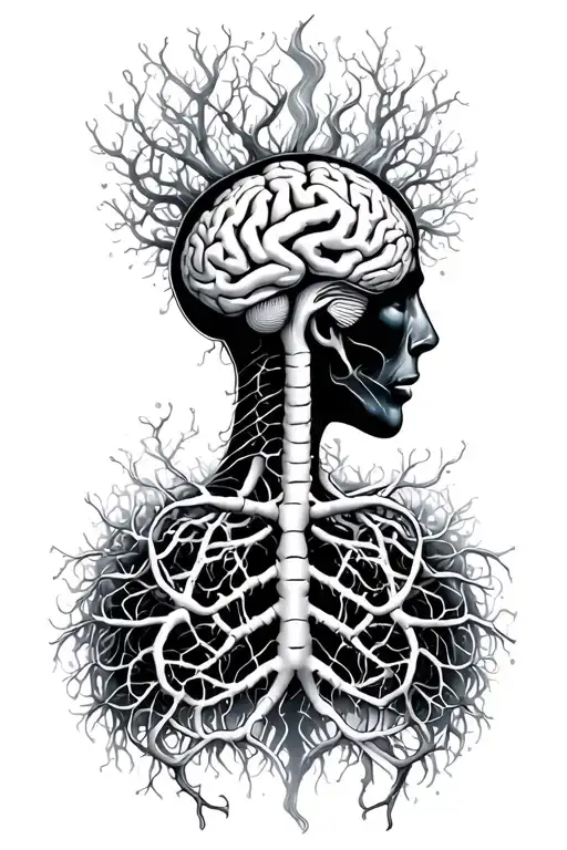 Brain nervous system tattoo design idea