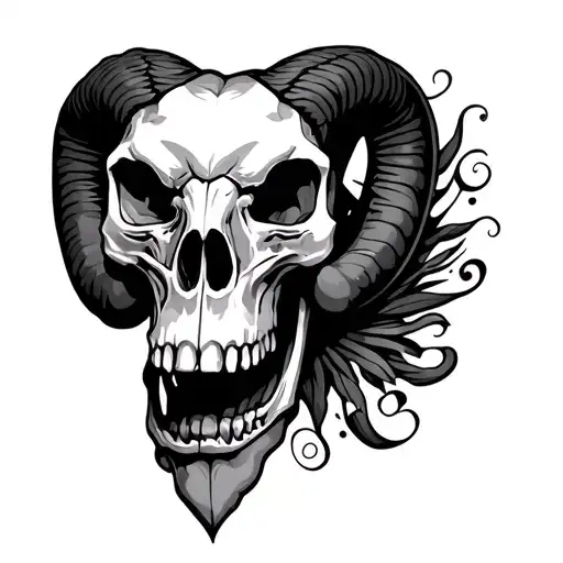 dodge ram and ram skull tattoo design idea