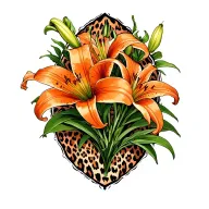 orange lillies with leopard print surrounded tattoo design idea