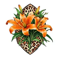 orange lillies with leopard print surrounded tattoo design idea