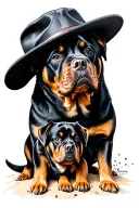 I want a sand watch that carries a family with a dog that is rotTweiler tattoo design idea