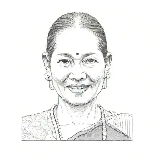 a woman in a traditional nepali dress tattoo design idea