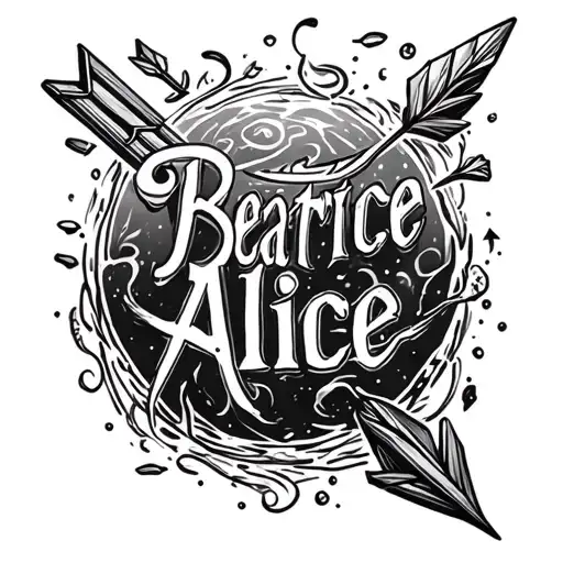 "Béatrice Alice" cave diving arrow tattoo design idea